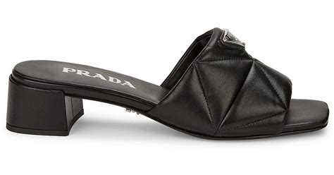 prada quilted slide sandal|Prada slide sandals kitten heel.